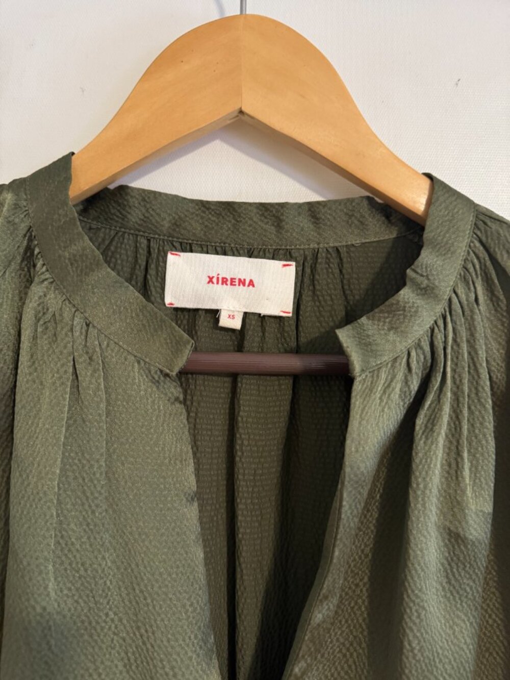 XiRENA silk green olive top